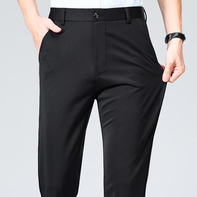 Plus Size Trousers Men Business Suit Pants Stretch Formal Dress Pants Big Man Classic Black Trousers Summer Thin Style