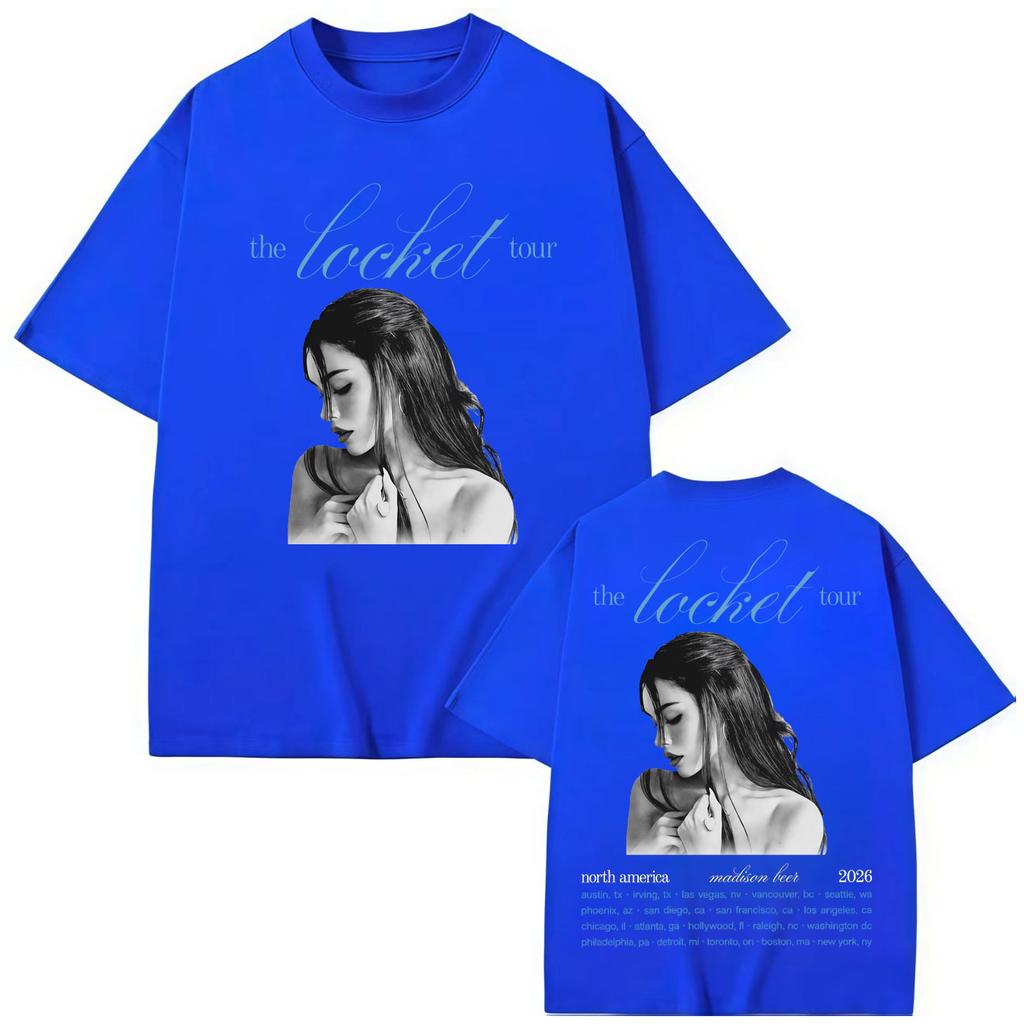 Singer Madison Beer The Locket Tour Graphic T Shirts Fashion Aesthetic Oversized T-shirts Men Women Cotton T-shirt