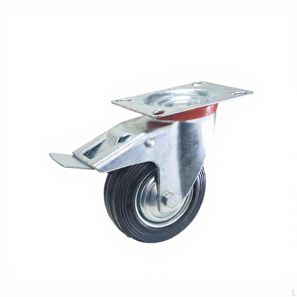 Caster Wheels, Available In 4 and 5inch Sizes, Quiet Rubber Rotate Plate with Locking Brake,