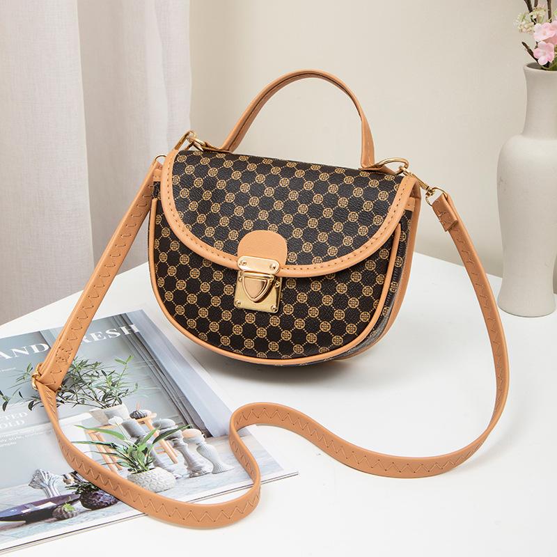 Rhombus embroidered thread women's shoulder shell bag, a new fashionable and simple polka dot printed messenger bag