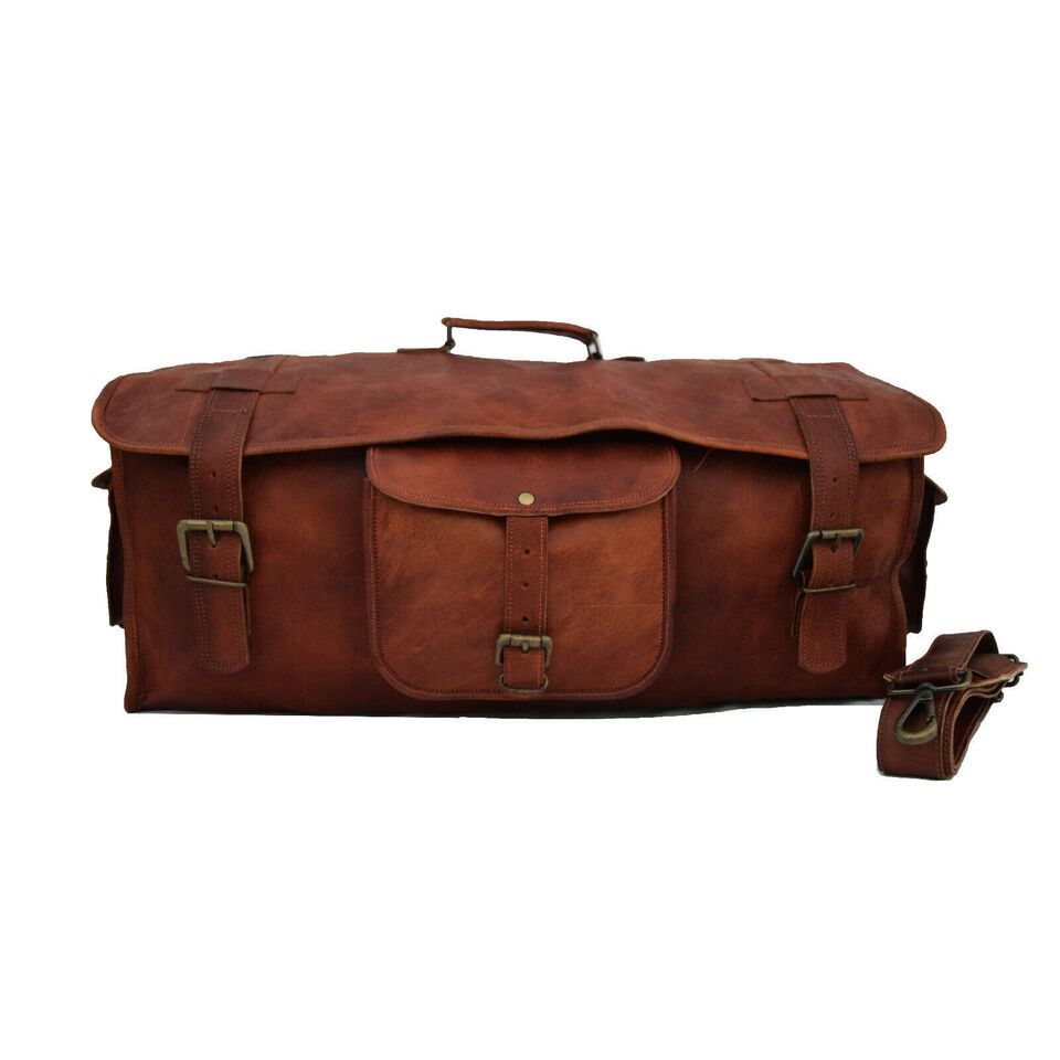 

Большая прочная спортивная сумка из натуральной кожи для путешествий в спортзал и выходных на ночь, новая мужская сумка 25 X 10 X 10 in коричневый