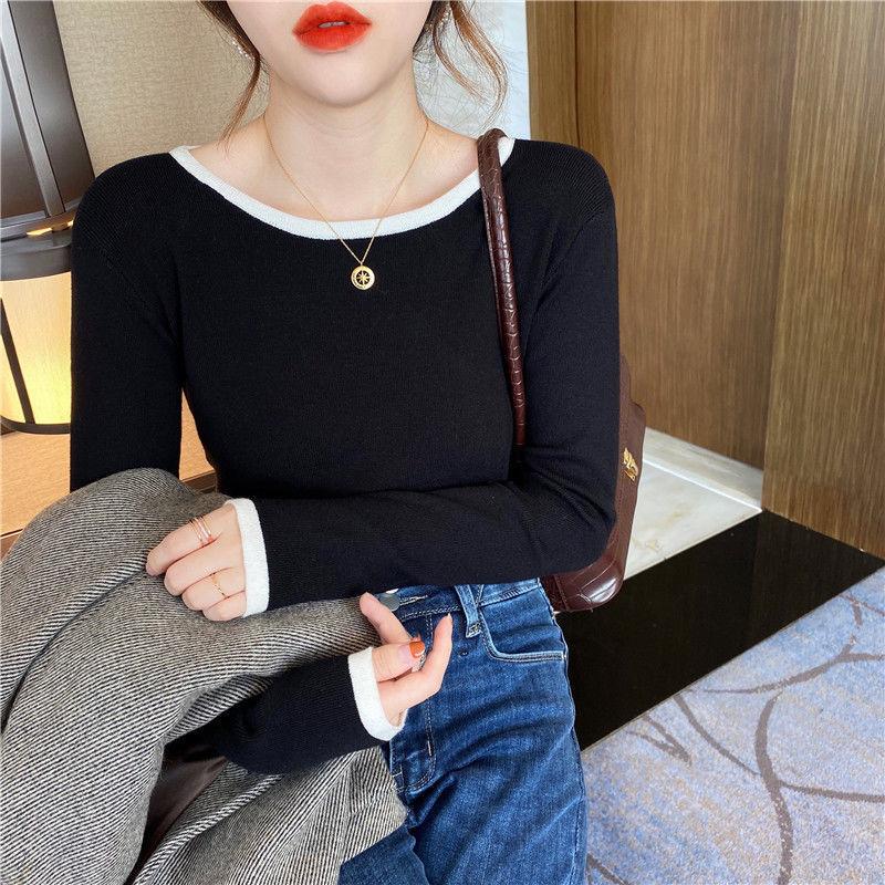 Base Knitted Sweater for Women Autumn and Winter Round Neck T-shirt Top Versatile Slim Sweater