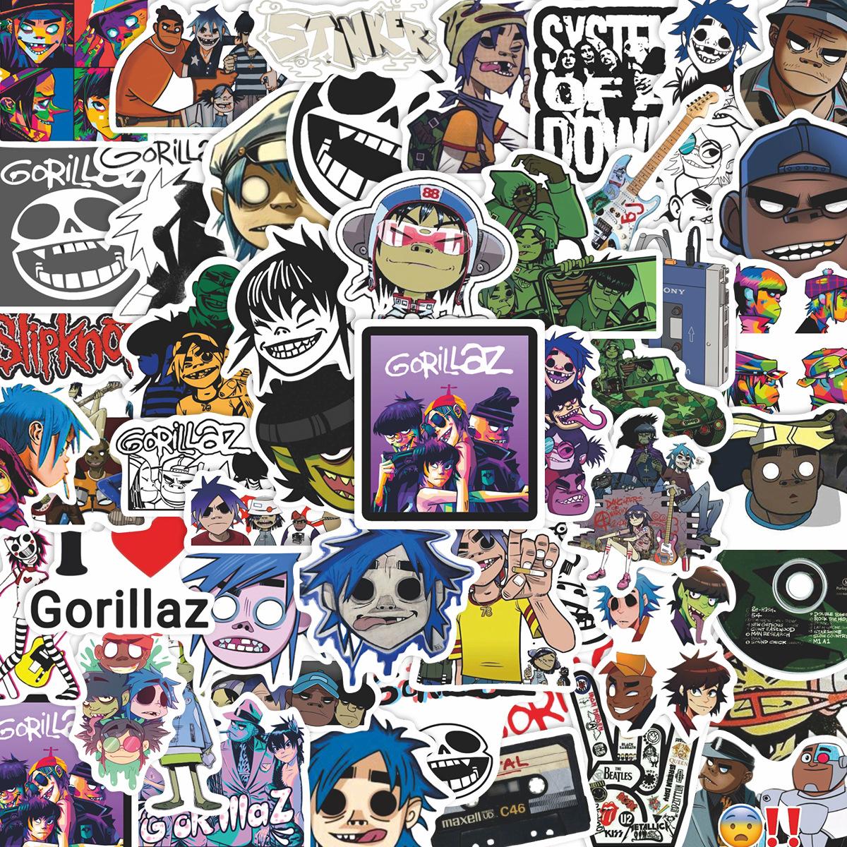 50PCS Gorillaz Band Stickers Music Graffiti Decal Decoration Suitcase Scrapbooking Phone Laptop Stationery Kid Toy Sticker