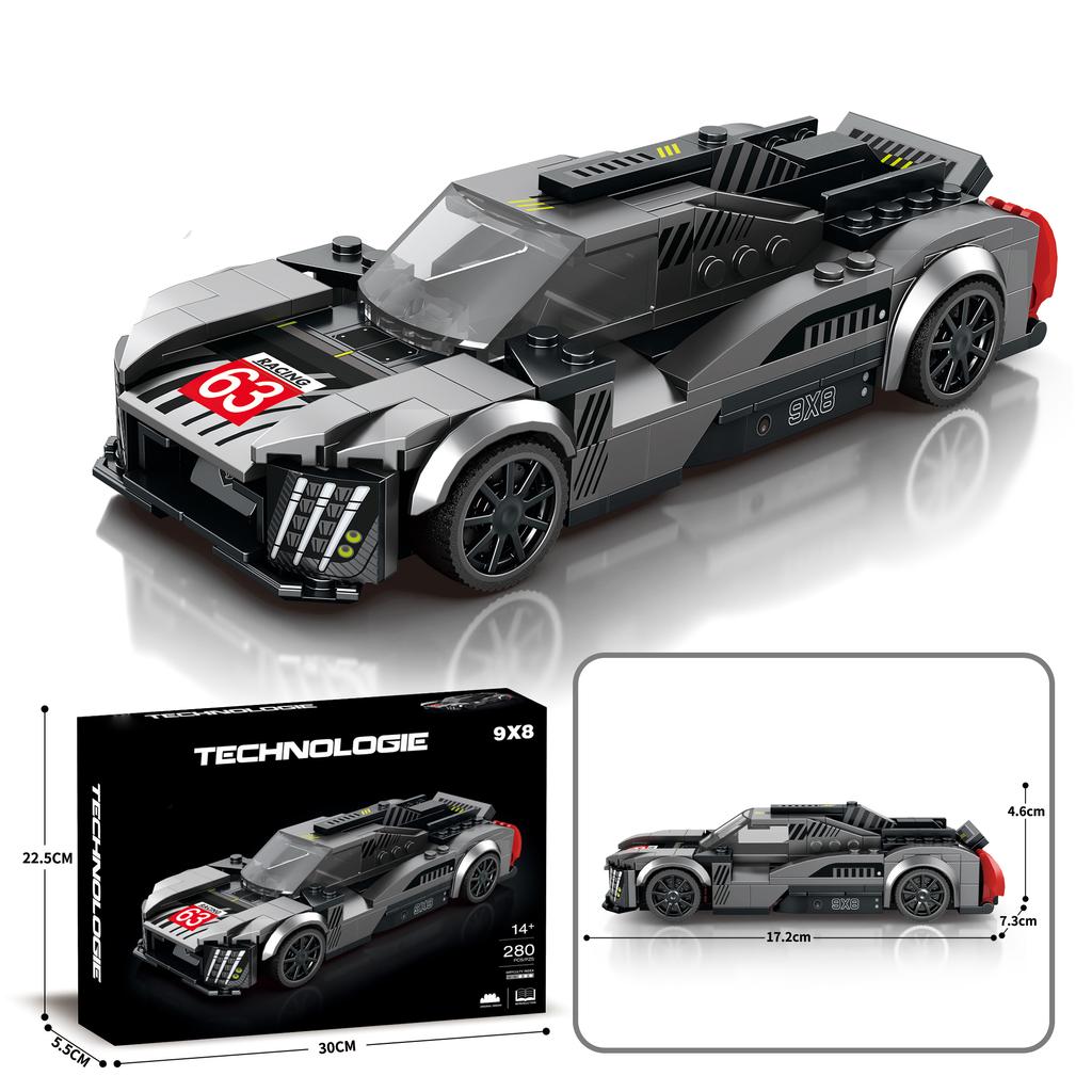 Set de construcție model mașină de curse de viteză 9X8 Supercar Set blocuri de construcție Vehicul de colecție Jucării set 280 buc