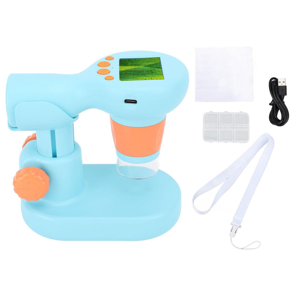Kids Microscope with 8 LEDs IPS Eye Protection Screen 100X‑800X 1080P HD Digital Camera Microscope