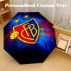 8‑Rib Automatic Umbrella, FC Basel Design Foldable Umbrella for Sun Rain Protection Travel