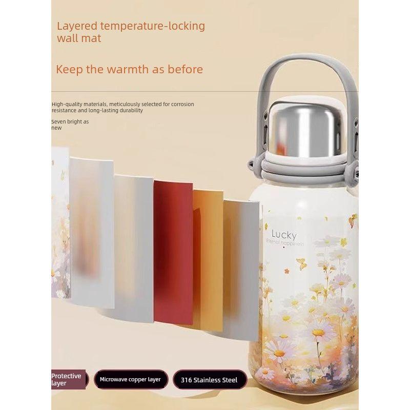 British Dgkp Women's 316 Stainless Steel Large-Capacity Thermos Cup Portable Cold-Keeping Ice Cup Couple Outdoor Water Bottle