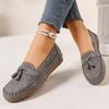 Womens Flat Loafer Slip-On Shoes With Embroidery Breathable PU Upper Comfortable Rubber Sole Casual