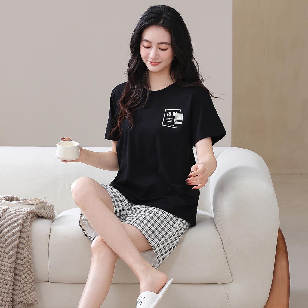 Pajamas women's summer cotton short-sleeved shorts thin summer Korean version casual women's summer loungewear set