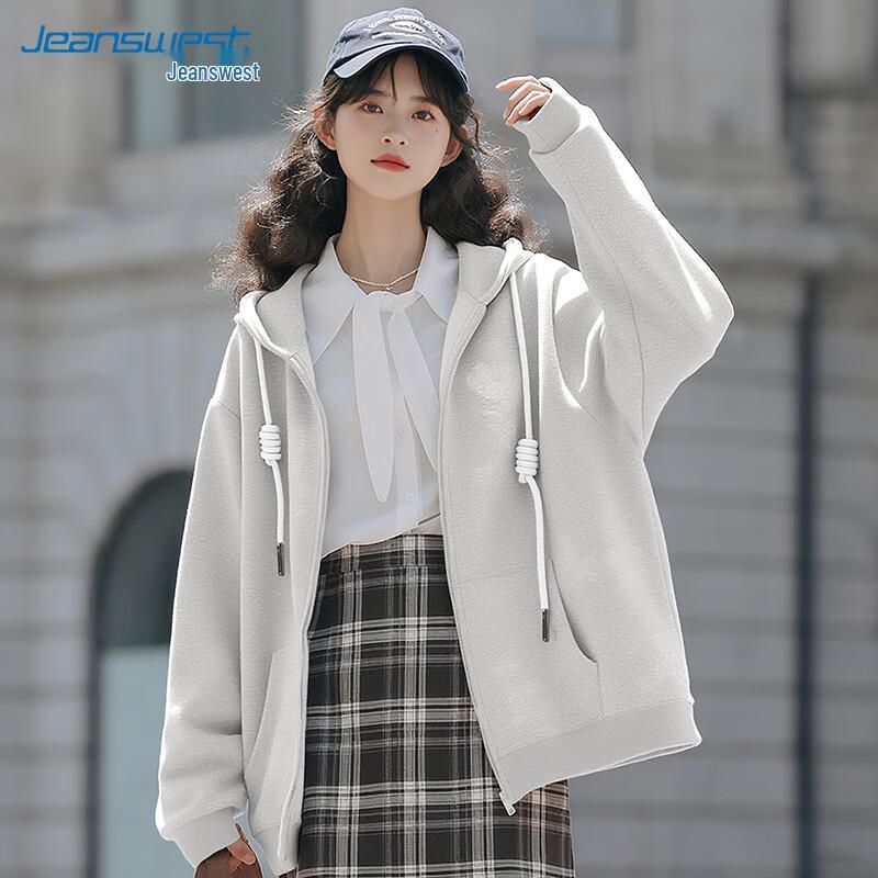 JEANSWEST Women's Casual Oversized Hooded Sweatshirt Jacket