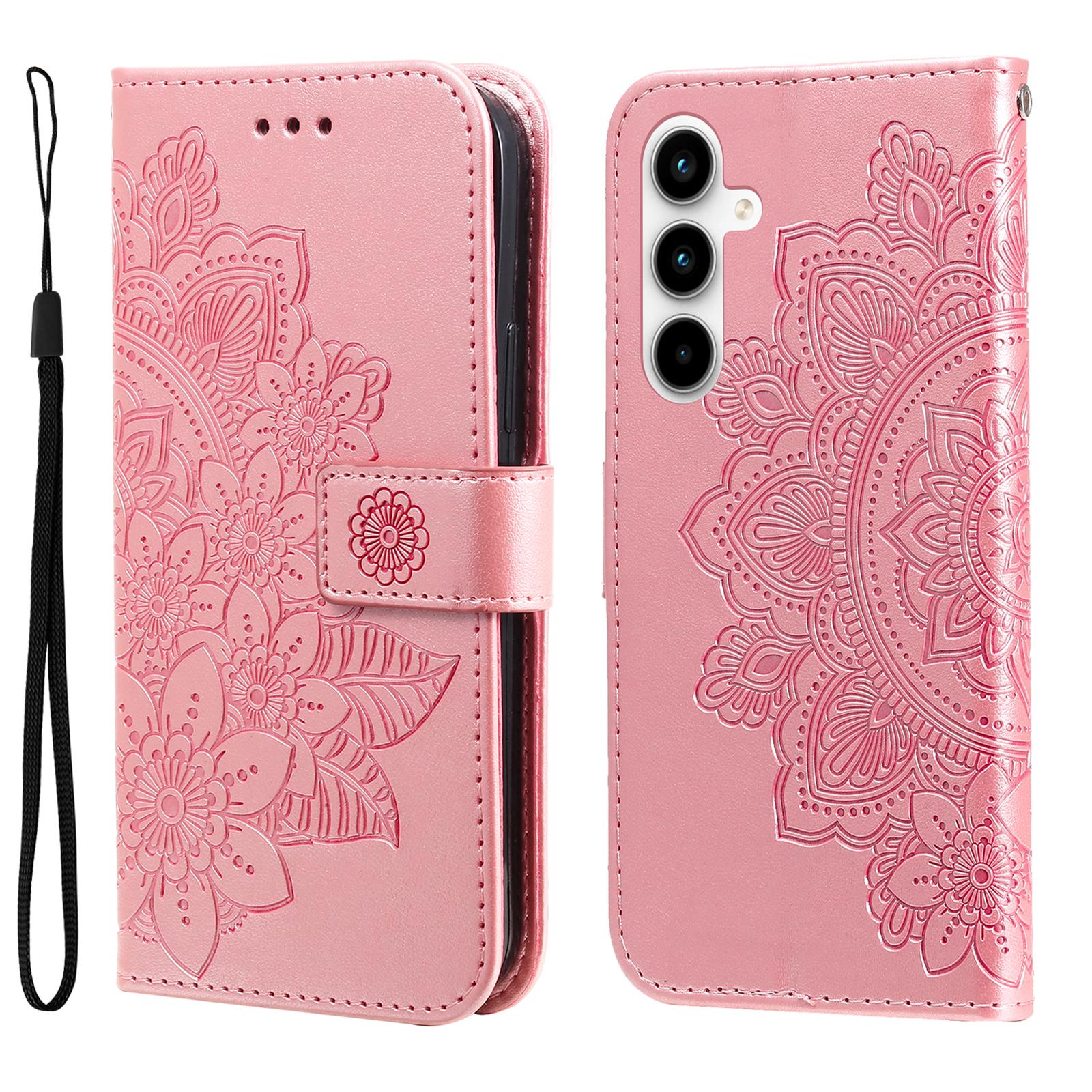 

For Samsung Galaxy A35 5G Case Floral Pattern PU Leather Wallet Stand Phone Cover Pink