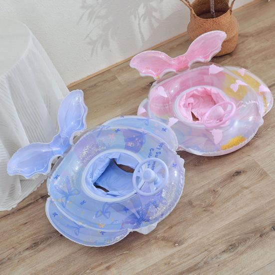 Mermaid Pool Float Mermaid Tail Shaped Inflatable Swimming Ring with Seat Infant Pool Floaties for Baby Girls Boys Toddlers