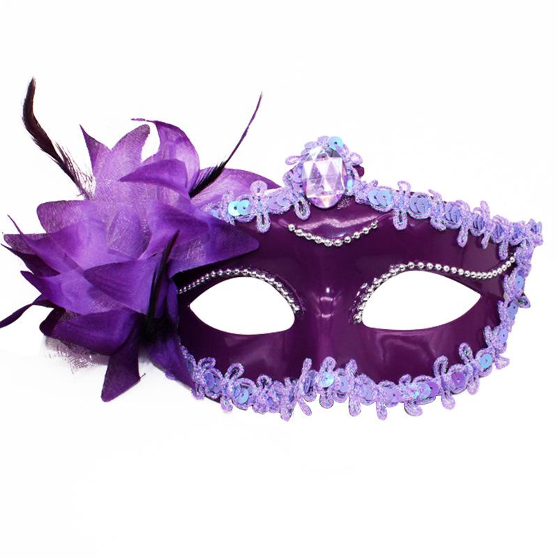 Glitter Half Face Floral Masquerade Mask Woman Venice Mask Halloween Costume Accessories For Cosplay Party
