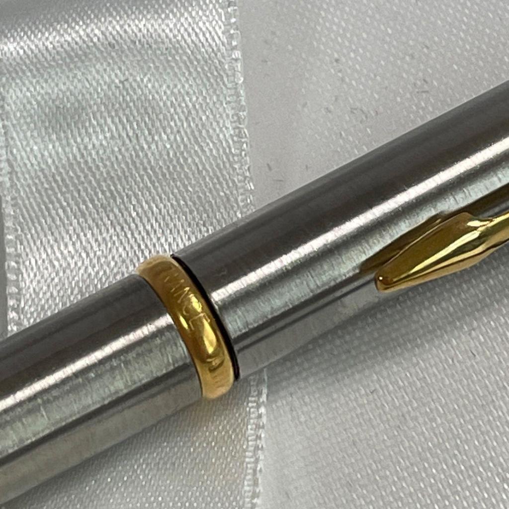 Used PARKER Ballpoint Pen Arrow Clip Silver Stainless Steel Gold Clip With Box