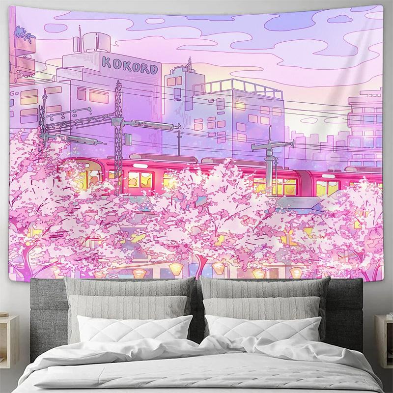 Anime Tapestry Japanese Room Decor Wall Hanging Aesthetic Vaporwave Techwear Backdrop Bedroom Decor Japan Otaku Gift