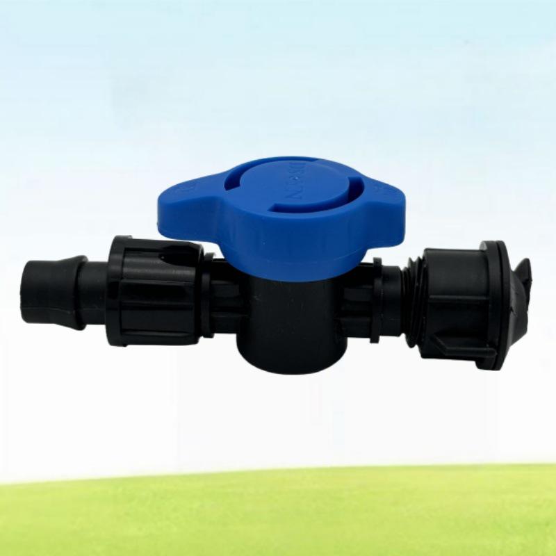PE Pipe Valve Dripper, Greenhouse Drip Irrigation Connector with Switch Lock Nut and Bypass Male Thread Valve