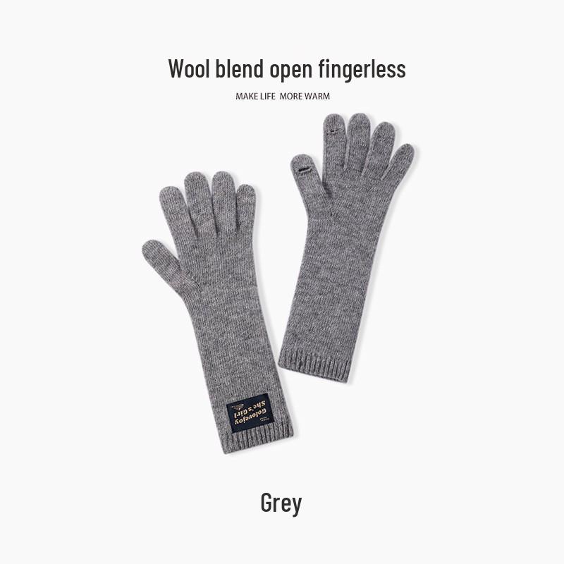 DZ149 Winter Knit Wool Gloves: Windproof Flip-Finger Touchscreen Gloves for Outdoor Cycling and Sports.