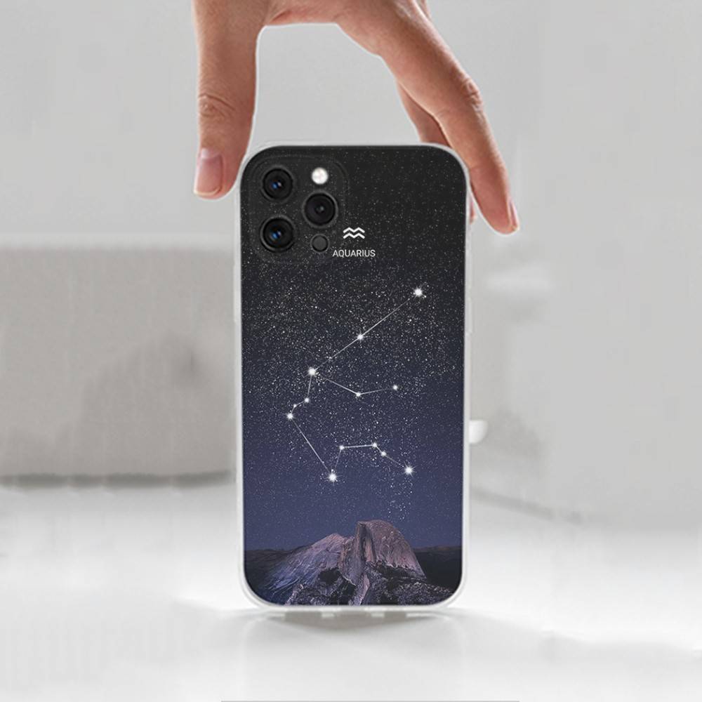 twelve Constellation Case For iPhone X,14,16,Mini,XS,SE,12,15,Pro,17,Plus,11,Max,13,XR,Transparent Soft Cover