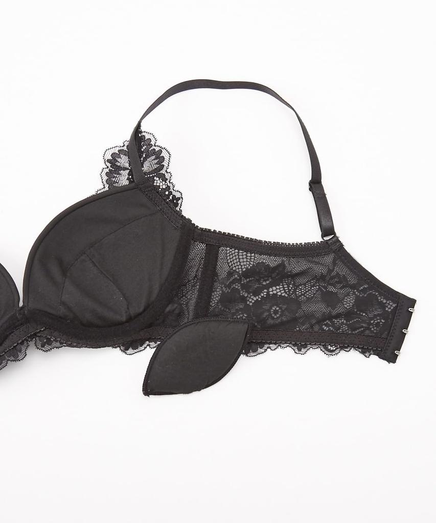 Inner Simple Tone Lace Bra and Shorts [Nissen] Women's Set, Set, Black, G100/5L