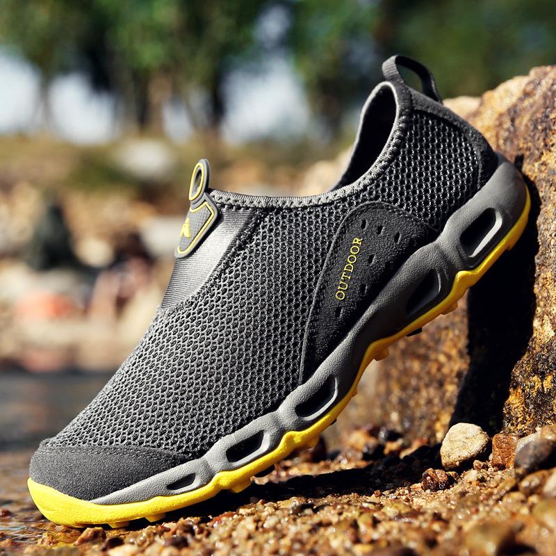 Breathable mesh creek walking shoes women's outdoor non-slip wading hiking shoes men's casual sports shoes couple one pedal