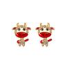 New trendy 111 silver needle zodiac cute cow stud earrings, retro cute earrings, red festive small and exquisite earrings