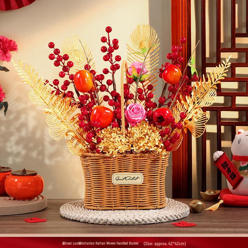 Housewarming Fortune Fruit Bucket Ornament Set - New Home Ceremony Essentials Complete