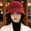 Autumn and winter wool wavy edge bucket hat women's gentle texture basin hat shows small face knitted bucket hat versatile