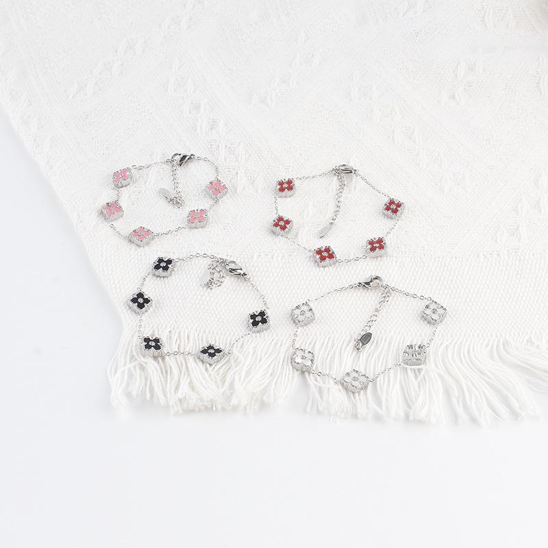 10mm Double-Sided Four-Leaf Clover Bracelet Titanium Steel Does Not Lose Colour Light Luxury Fashion Bracelet