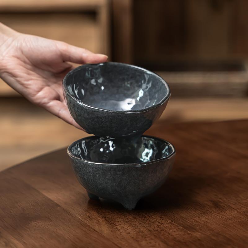 Special Three-Legged Bowl Retro Rice Bowl Household Bowl Ceramic Bowl Small Bowl Japanese Cold Dish Bowl Tableware Taste Plate
