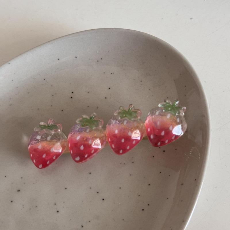 Jelly Color Cute Strawberry Hairpin Girls Lolita Bangs Duckbill Clip Girls Sweet Hair Side Clip Summer Styling Accessories