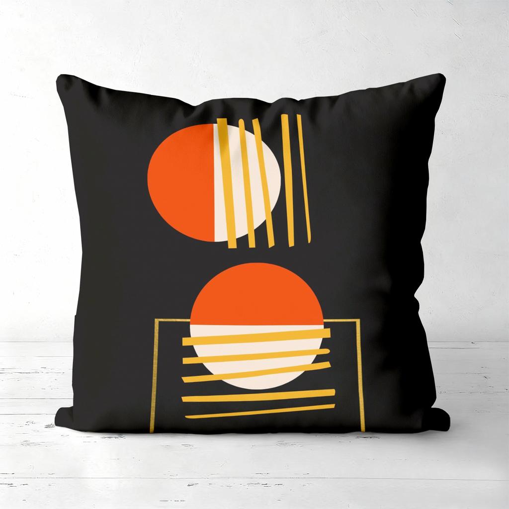 Modern Geometric Pattern Black Throw Pillow Covers Polyester Pillowcase, Sofa Decorative Cushion Cov Headboard Pillow