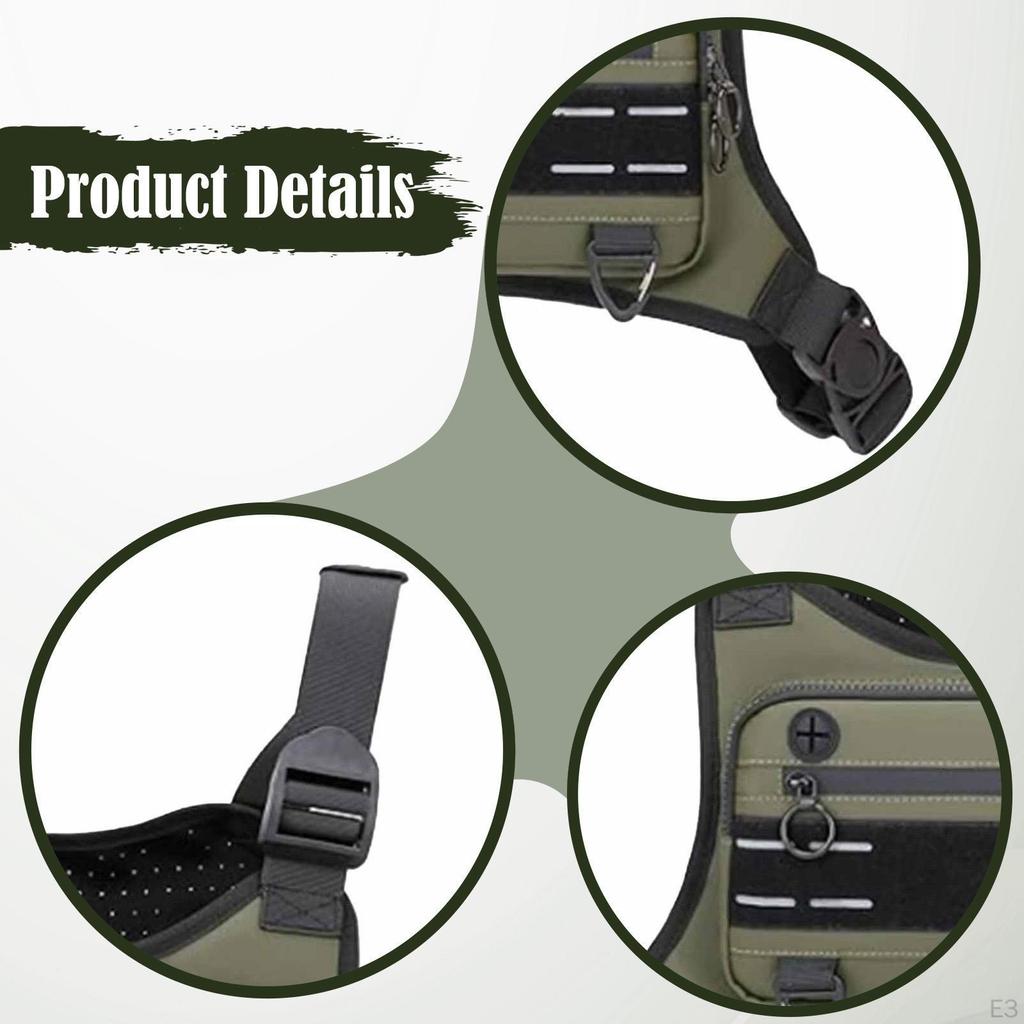 Outdoor Chest Bag Rig Vest Pack Travel with Zipper Puller and Clips Utility Neoprene for