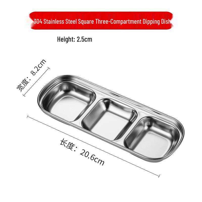Golden Korean-Style Dual & Triple Compartment Stainless Steel Dipping Sauce Dish