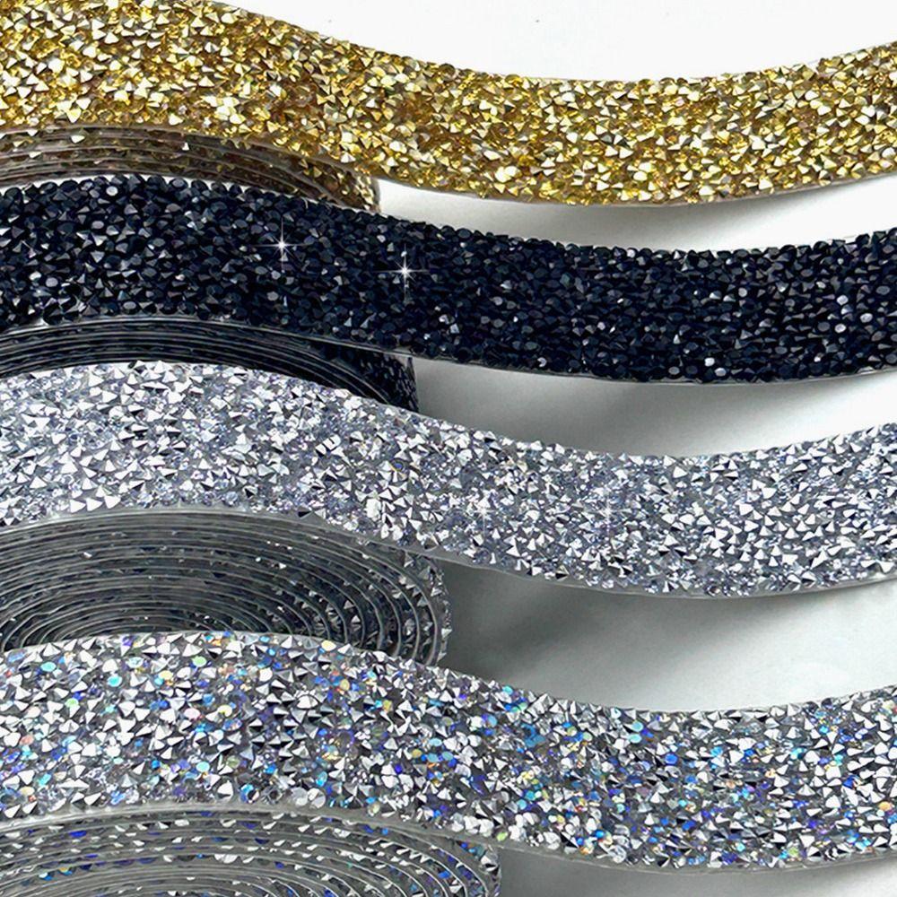 3cm Width Resin Rhinestone Strip Self-Adhesive Heat Melting Glue Hot Stamping Diamond Iron On 3 Yard Length Rhinestone Tape