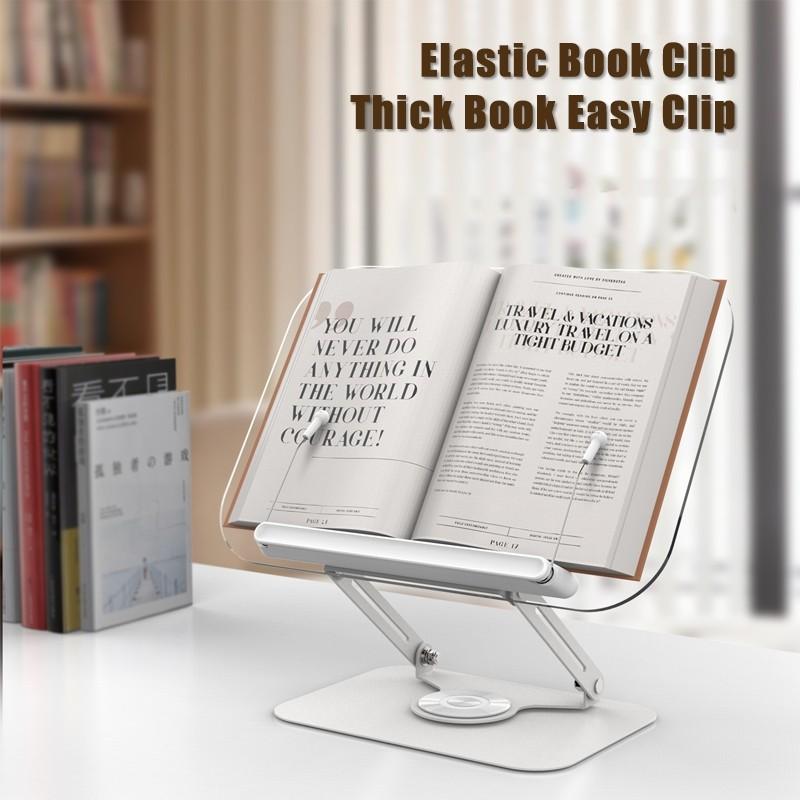 360° Rotatable 2 Adjustable Book Reading Stand Ergonomic Foldable Tablet Stand Retaining Clip Reading Board Stand