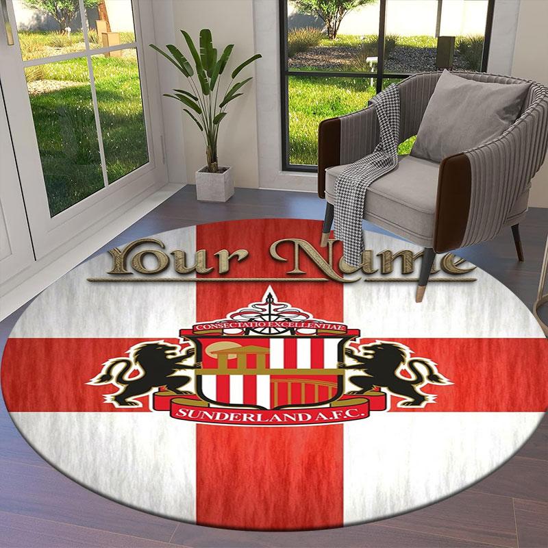Sunderland A.F Custom Name Round Area Rug,Carpet Rug for Living Room Bedroom Sofa Playroom Decor,Non-slip Floor Mat