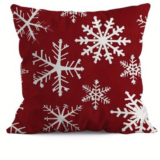 White Pattern On Red Background and Red Pattern On White Background, Christmas Snowflake Pattern Pillowcase 2d Flat Printing