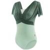 Womens Ballet Leotard Short Sleeve Wrap-Style Dancewear With Ruched Detail Gymnastics Yoga Training