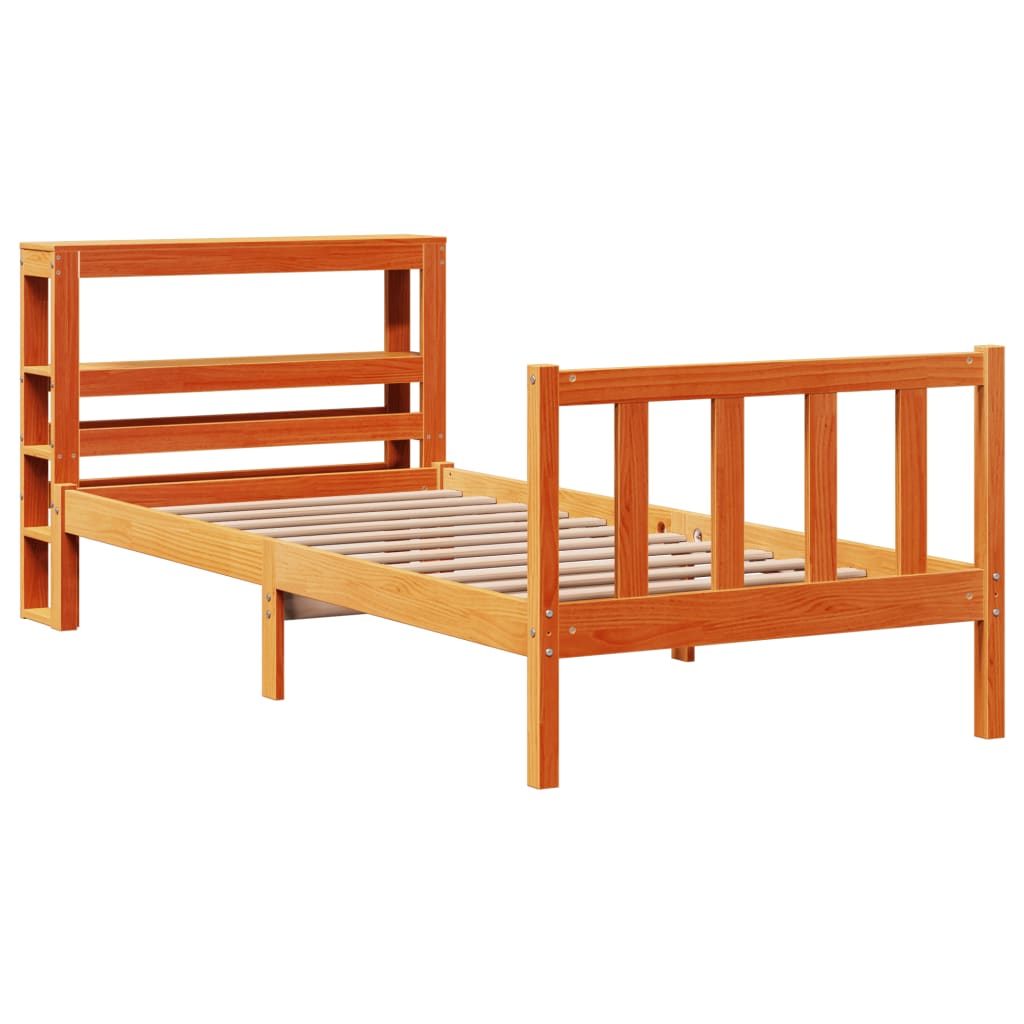 Wooden Bed Frame with Headboard without Mattress Wax Brown 100x200 cm