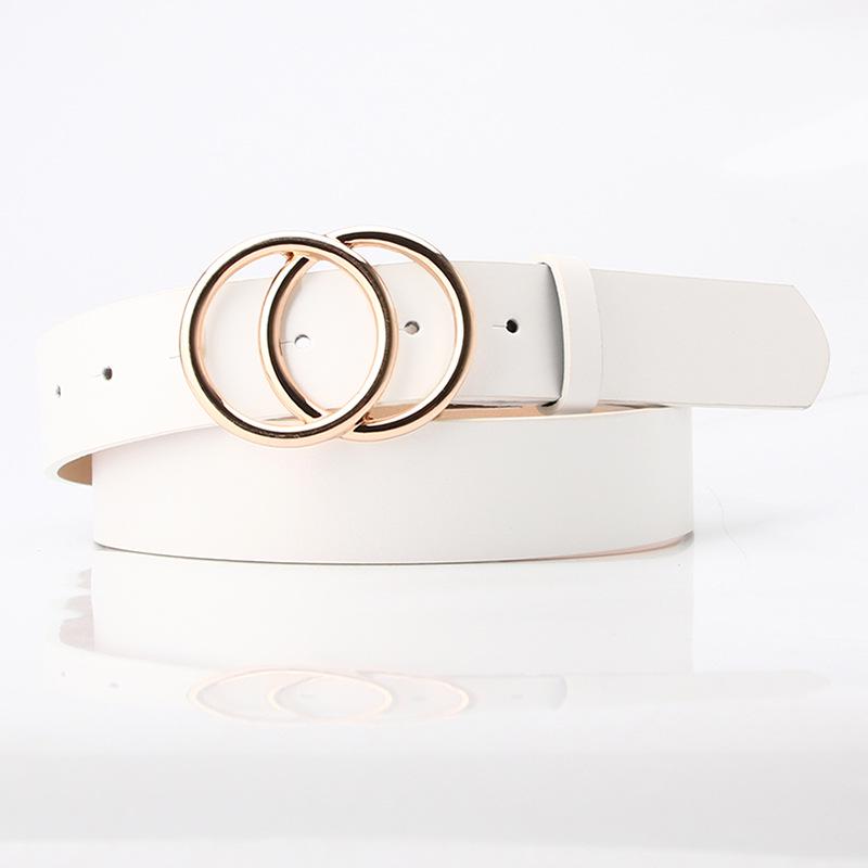 

Трендовый женский широкий кожаный ремень в европейском и американском стиле с круглой пряжкой - Универсальный модный аксессуар для свитеров, пальто и повседневных брюк 97 cm белый