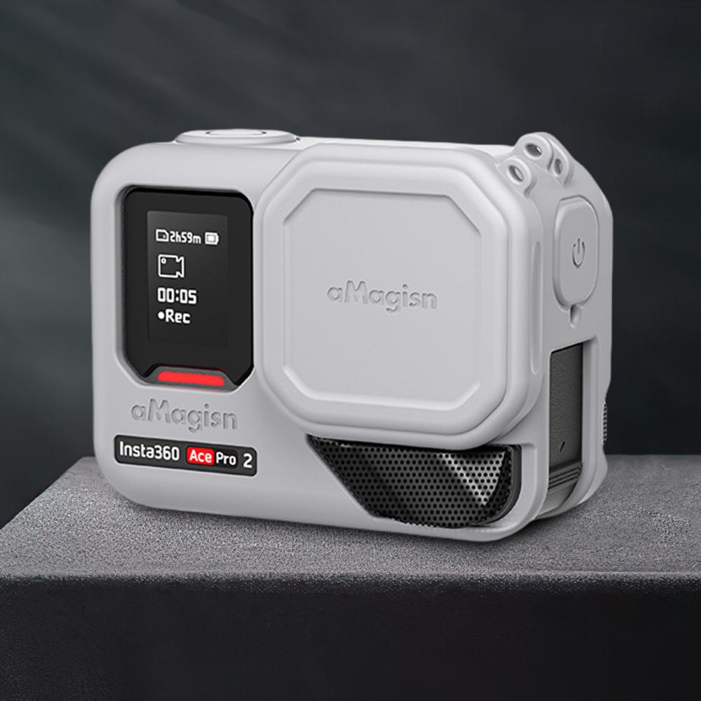 Für Insta360 Ace Pro 2 Silikon-Schutzhülle Stoßfeste Weiche Silikonhülle Silikonhülle/Anti-Verlust-Band/Nackengurt/Objektivkappe