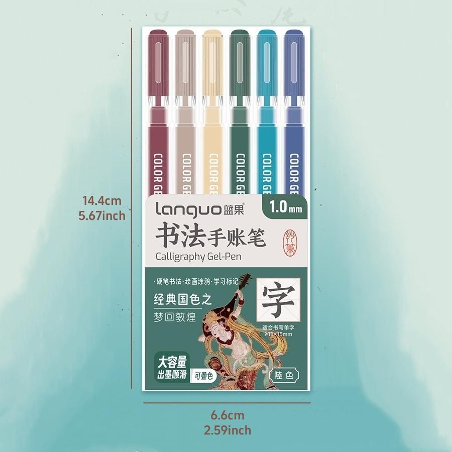 6 stk kalligrafi gel penner sett fet 1,0 mm kulepenn multi farge for skriving Tegning Maling Marker School