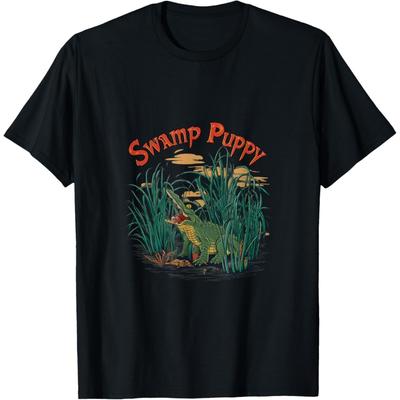 Funny Illustrated Alligator Swamp Puppy Crocodile T-Shirt