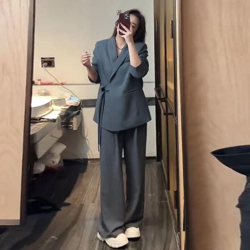 

Southeast Asia Spring/Autumn Korean Style Women s Plus Size Casual Suit with Wide-Leg Pants 4XL (170-190 jin)