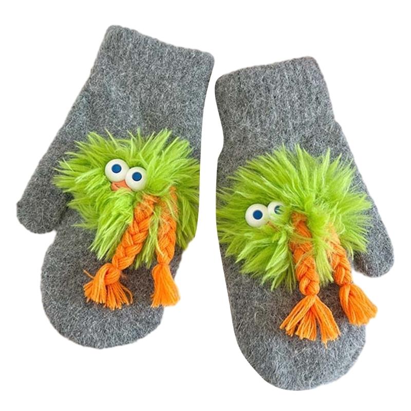 Adorkable Thicken Mitten with Braids Knit Gloves Protect from the Cold Cartoon Clown Unisex Full Finger Glove