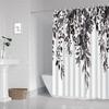 VIKAMA Nordic-Style Black-and-White Botanical Print Shower Curtain Fresh and Natural Wet/Dry Separation Bathroom Machine Washabl