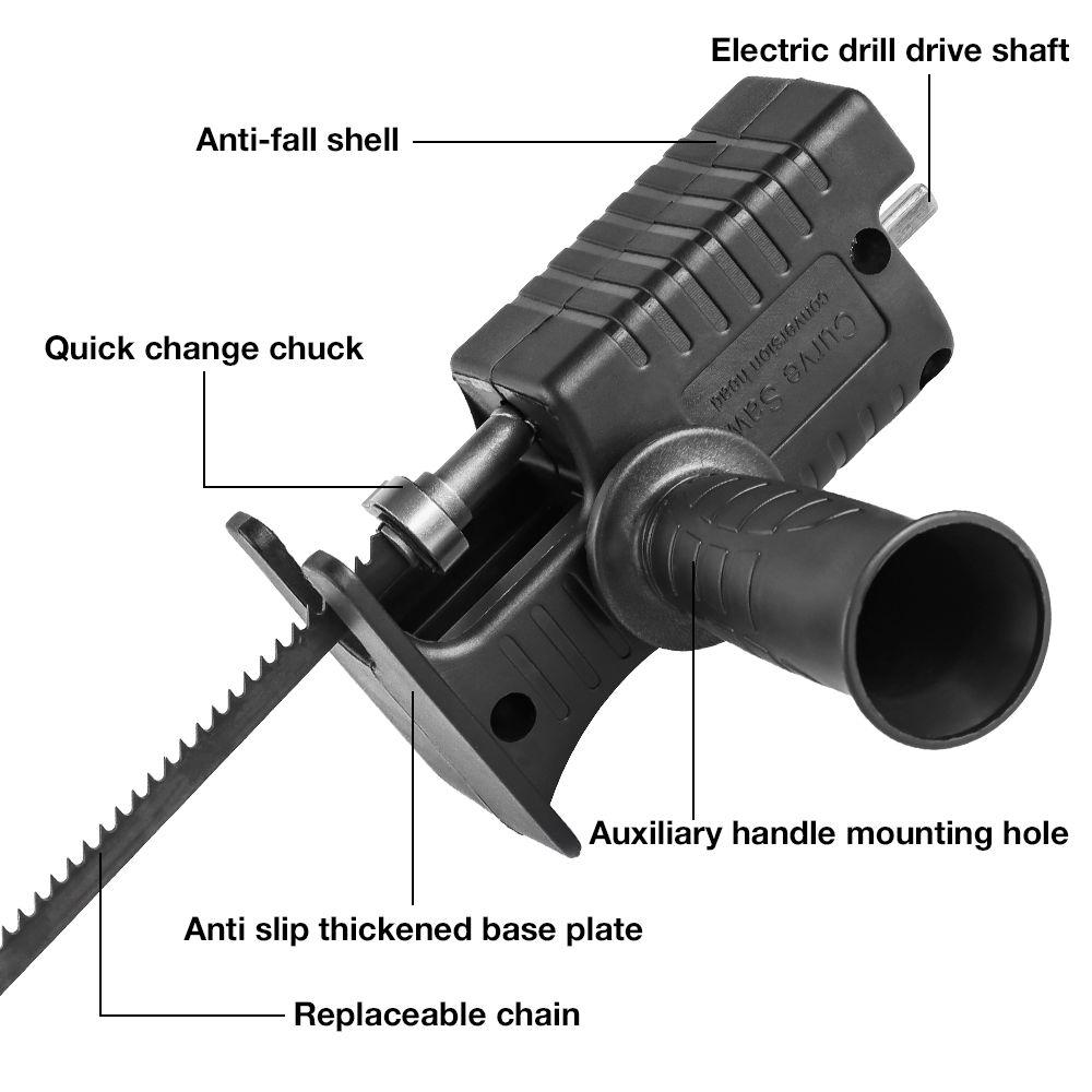 Anti Slip Guard Reciprocating Saw Adapter Electric Drill Converter for Wood PVC Pipe Metal Cutting