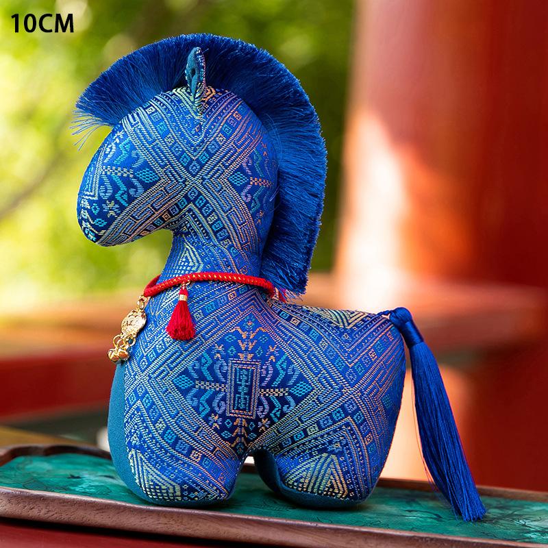 

Новогодний Плюшевый Конь с Хвостом из Конского Волоса, Подвеска для Украшения Дома (Без золотого замка) one size синий