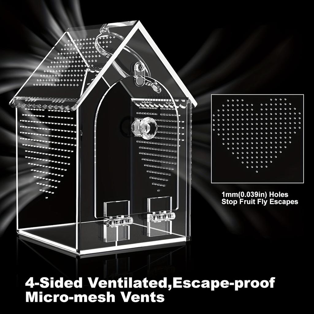 Clear Acrylic Reptiles Terrarium Breading Box With Removable Top Lid Ventilation Hole 12x12x20cm For Science Experiment