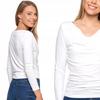 Stylish Women's Blouse with Long Sleeves and Boat Neckline, Viscose, MORAJ L OFF WHITE